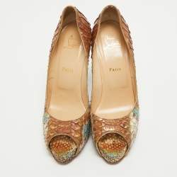 Pre Owned Christian Louboutin Multicolor Python New Very Prive Pumps Size 40.5