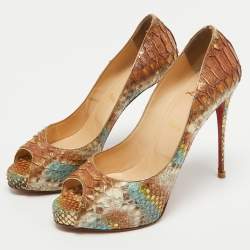Pre Owned Christian Louboutin Multicolor Python New Very Prive Pumps Size 40.5