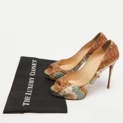 Pre Owned Christian Louboutin Multicolor Python New Very Prive Pumps Size 40.5