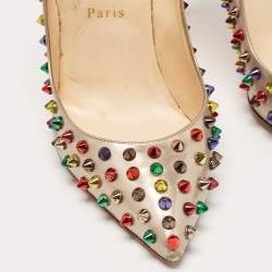 Christian Louboutin Multicolor Leather Pigalle Spikes Pumps Size 38.5