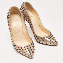 Christian Louboutin Multicolor Leather Pigalle Spikes Pumps Size 38.5