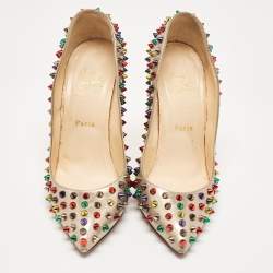 Christian Louboutin Multicolor Leather Pigalle Spikes Pumps Size 38.5