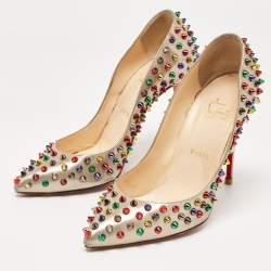 Christian Louboutin Multicolor Leather Pigalle Spikes Pumps Size 38.5