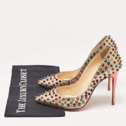 Christian Louboutin Multicolor Leather Pigalle Spikes Pumps Size 38.5