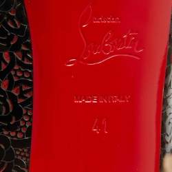 Pre Owned Christian Louboutin Red/Black Suede and Laser Cut Patent Veramucha Pumps Size 41