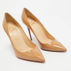 Christian Louboutin Beige Patent Leather Kate Pumps Size 37.5