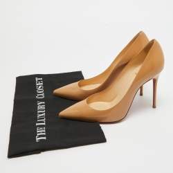 Pre Owned Christian Louboutin Beige Patent Leather Kate Pumps Size 37.5