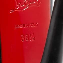 Christian Louboutin Black Leather and Elastic Cross Strap Platform Peep Toe Pumps Size 38.5