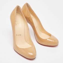 Christian Louboutin Beige Patent Simple  Pumps Size 35