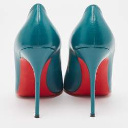 مملوكة مسبقًا Christian Louboutin Green Leather Geo Pumps Size 41