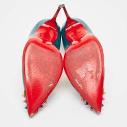 مملوكة مسبقًا Christian Louboutin Green Leather Geo Pumps Size 41