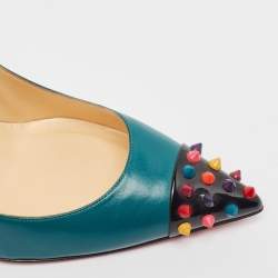 مملوكة مسبقًا Christian Louboutin Green Leather Geo Pumps Size 41