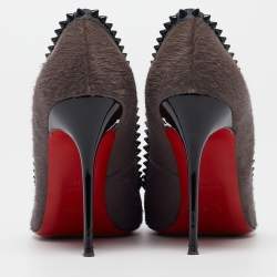 Christian Louboutin Multicolor Calf Hair and Leather Malabar Hill Spiked Pointed Toe Pumps Size 41