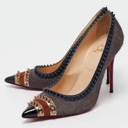 Christian Louboutin Multicolor Calf Hair and Leather Malabar Hill Spiked Pointed Toe Pumps Size 41