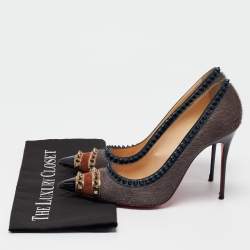 Christian Louboutin Multicolor Calf Hair and Leather Malabar Hill Spiked Pointed Toe Pumps Size 41