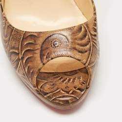 Pre Owned Christian Louboutin Brown Leather Animal Print Pumps Size 41