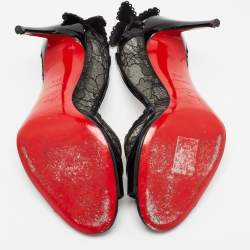 Pre Owned Christian Louboutin Black Lace and Patent Leather Hot Spring Butterfly Pumps Size 37.5
