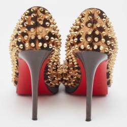 Christian Louboutin Brown Leopard Print Calfhair Yolanda Spike Pumps Size 40.5