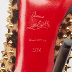 Christian Louboutin Brown Leopard Print Calfhair Yolanda Spike Pumps Size 40.5