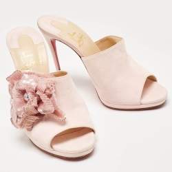 Christian Louboutin Pink Suede Submuline Slide Sandals Size 36.5