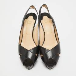 Christian Louboutin Black Leather Soso Slingback Pumps Size 38