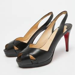 Christian Louboutin Black Leather Soso Slingback Pumps Size 38