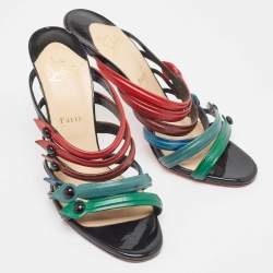 Christian Louboutin Multicolor Leather Slide Sandals Size 41