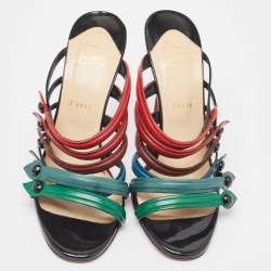 Christian Louboutin Multicolor Leather Slide Sandals Size 41