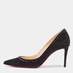Pre Owned Christian Louboutin Black Suede Anjalina Pumps Size 35.5