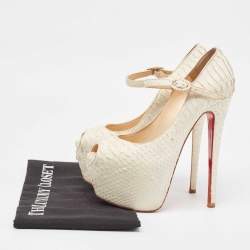 Christian Louboutin White Python Lady Highness Pumps Size 36.5