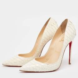 Christian Louboutin Cream Python Leather So Kate  Pumps Size 36.5