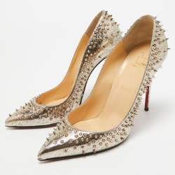 Christian Louboutin Gold Texture Leather Escarpic Pumps Size 39