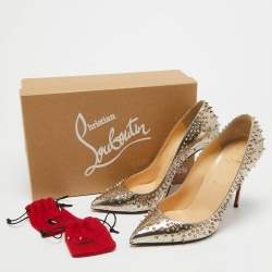 Christian Louboutin Gold Texture Leather Escarpic Pumps Size 39