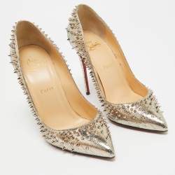 Christian Louboutin Gold Texture Leather Escarpic Pumps Size 39