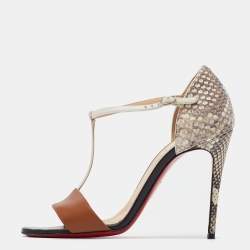 Christian Louboutin Multicolor Python and Leather Mayerling Sandals Size 36