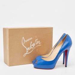 Pre Owned Christian Louboutin Blue Leather Very Prive Pumps Size 40