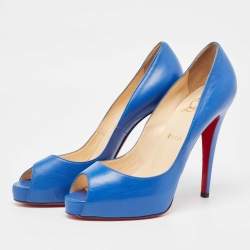 Pre Owned Christian Louboutin Blue Leather Very Prive Pumps Size 40