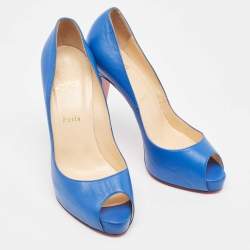 Pre Owned Christian Louboutin Blue Leather Very Prive Pumps Size 40