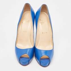 Pre Owned Christian Louboutin Blue Leather Very Prive Pumps Size 40