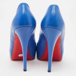 Pre Owned Christian Louboutin Blue Leather Very Prive Pumps Size 40