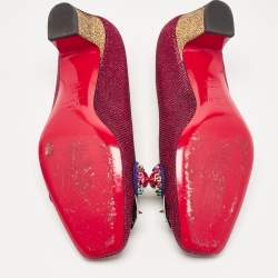 Pre Owned Christian Louboutin Pink Lurex Fabric Oaxacana Pumps Size 38.5