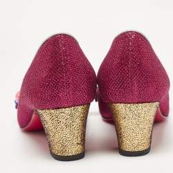 Pre Owned Christian Louboutin Pink Lurex Fabric Oaxacana Pumps Size 38.5
