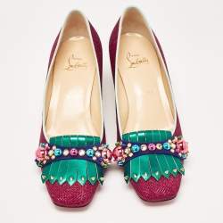 Pre Owned Christian Louboutin Pink Lurex Fabric Oaxacana Pumps Size 38.5