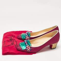 Pre Owned Christian Louboutin Pink Lurex Fabric Oaxacana Pumps Size 38.5