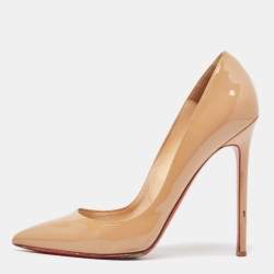 Christian Louboutin Beige Patent Leather Pigalle Pumps Size 39