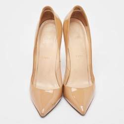 Christian Louboutin Beige Patent Leather Pigalle Pumps Size 39