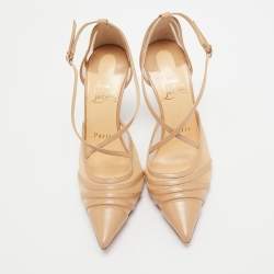 Christian Louboutin Beige Leather and Mesh Theodorella Pumps Size 35