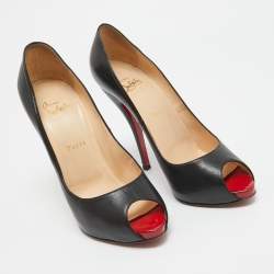 Christian Louboutin Black Leather Flo Pumps Size 38.5