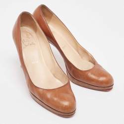 Pre Owned Christian Louboutin Brown Leather New Simple Pumps Size 39