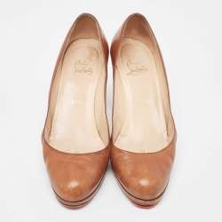 Pre Owned Christian Louboutin Brown Leather New Simple Pumps Size 39